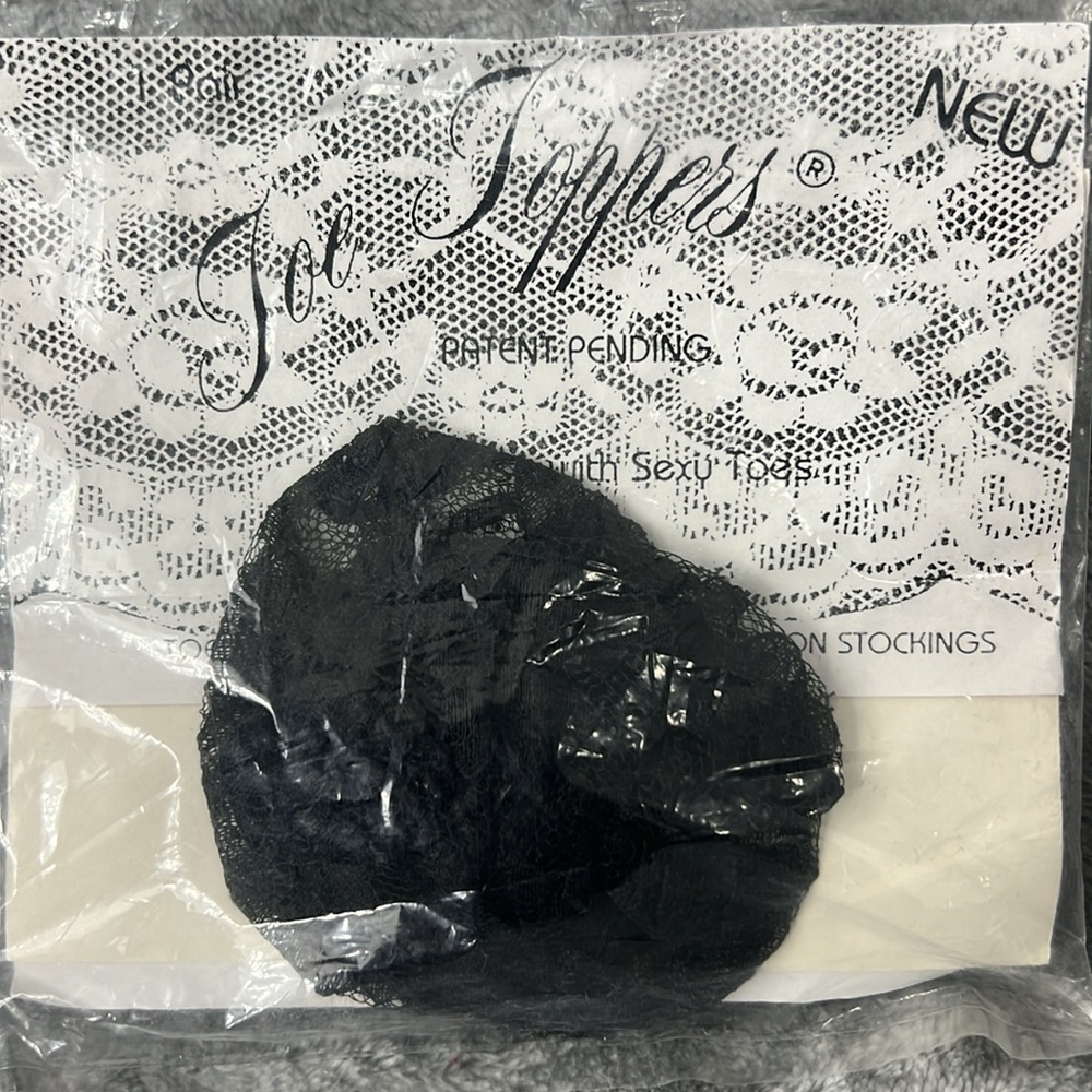 Vintage Black Lace Toe Toppers Inside Your Shoe Protectors for Nylons